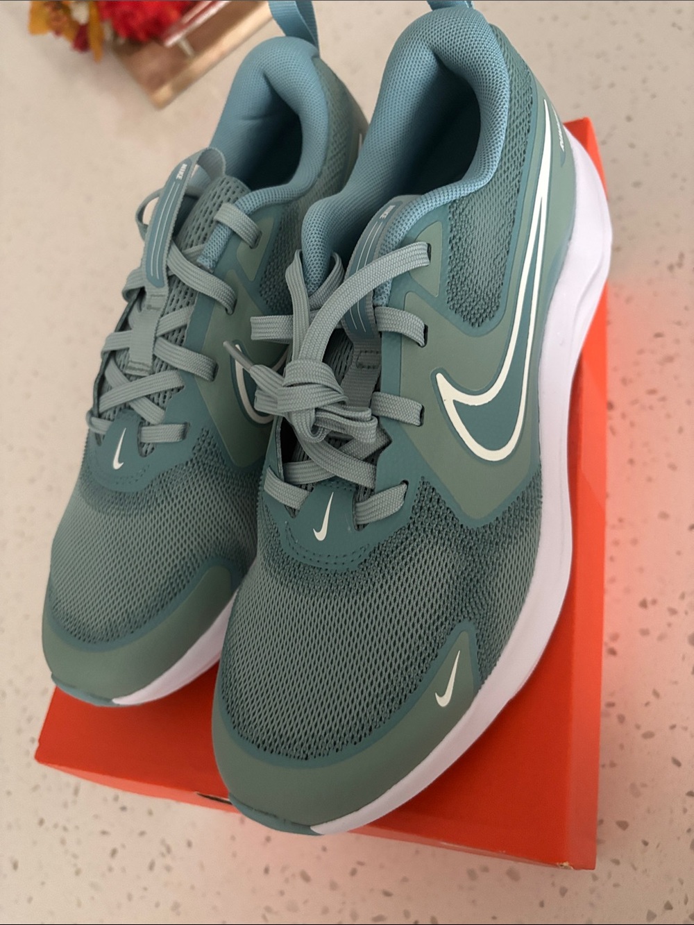 Nike Kids Teal Mesh Sneakers with White Swoosh
